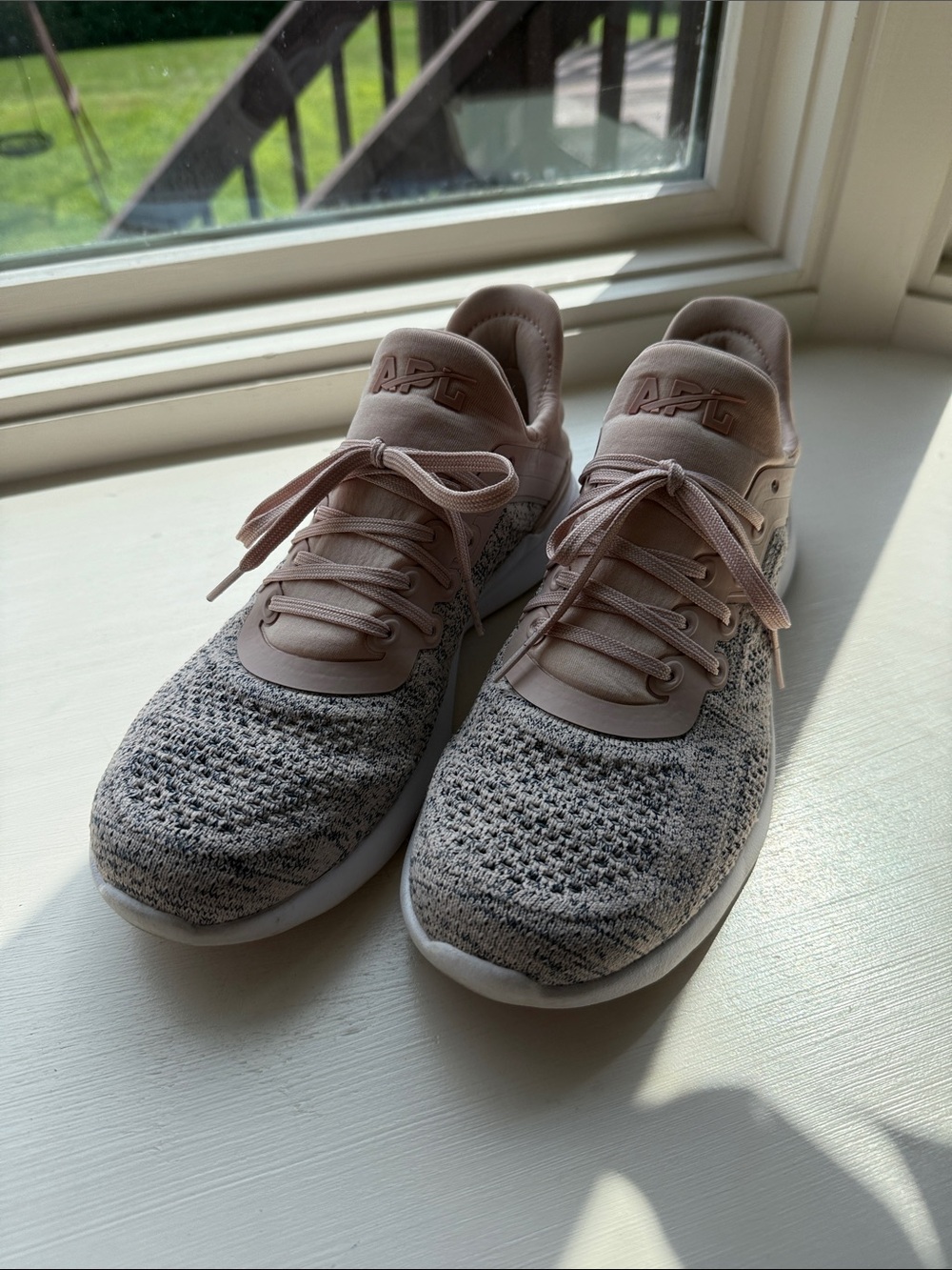 APL Women's Knit Lace-Up Sneakers in Blush and Gray